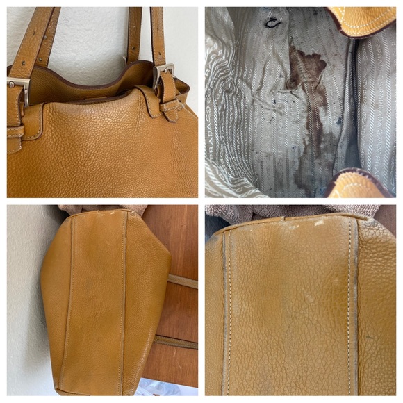 Prada Leather Shoulder Bag Caramel Mustard Brown - Picture 15 of 16